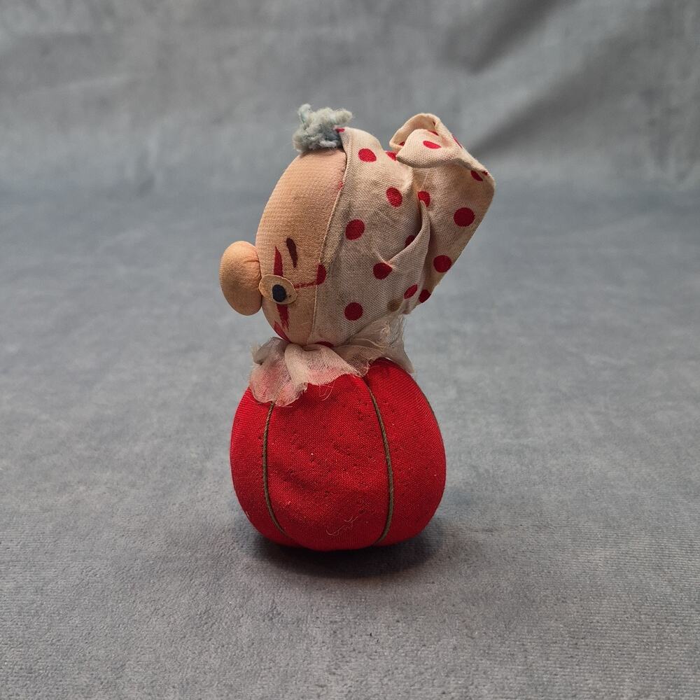 Vintage Novelty Clown/ Gnome Pin Cushion and Pull Out Tape Measure